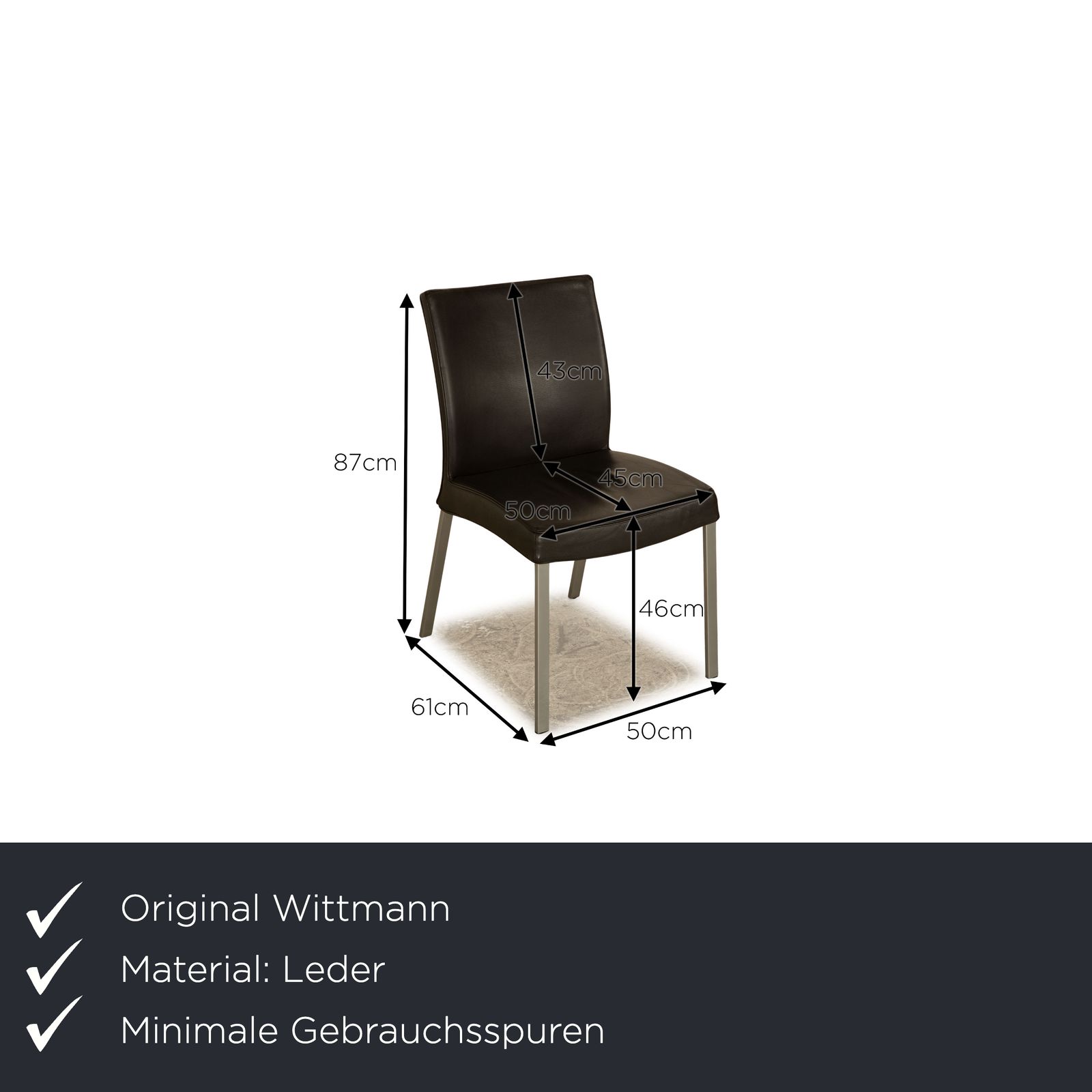 Set Of 6 Wittmann Times Leather Chairs Dark Brown Dining Room photo furniture