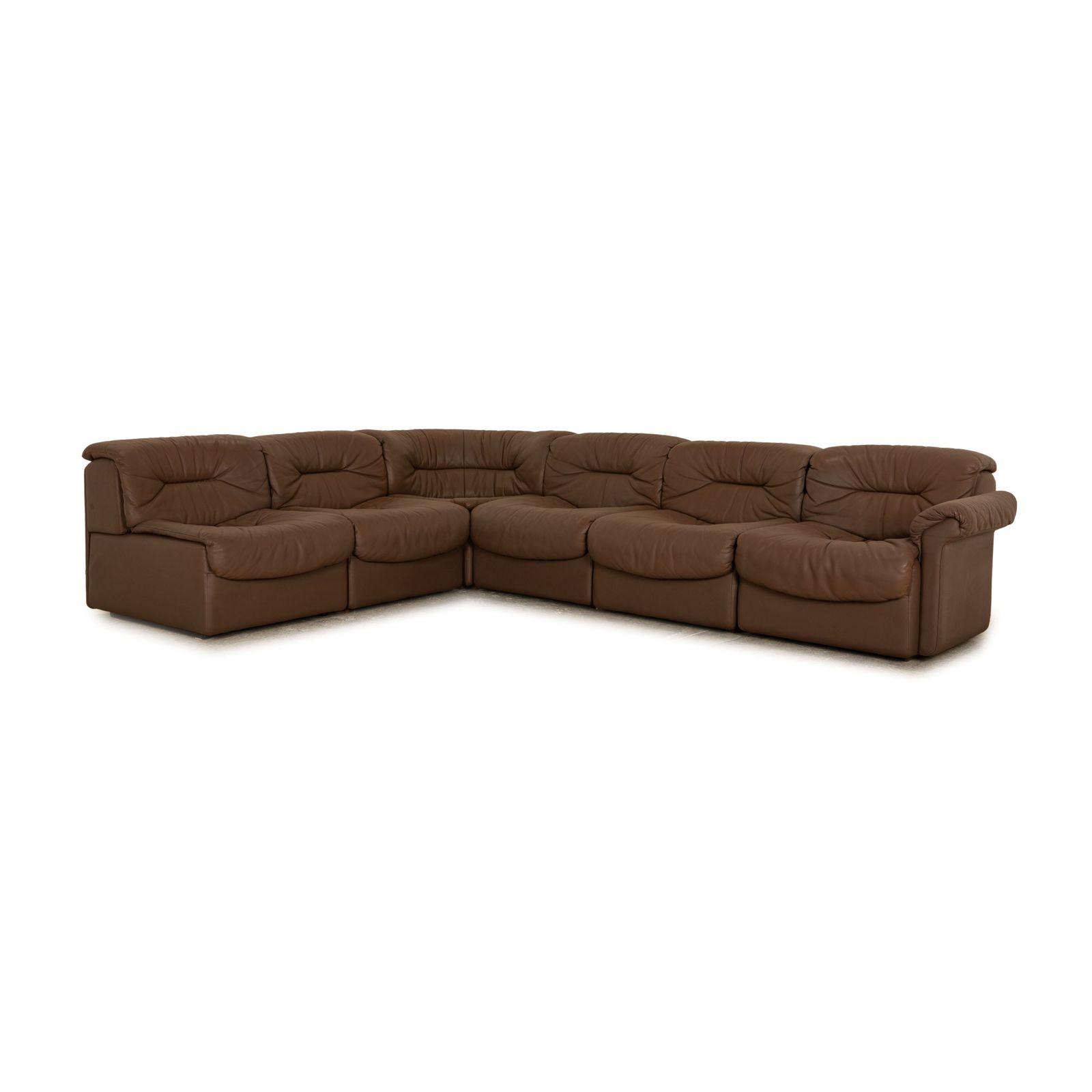 Canapé d'angle De Sede DS 14 en cuir brun taupe