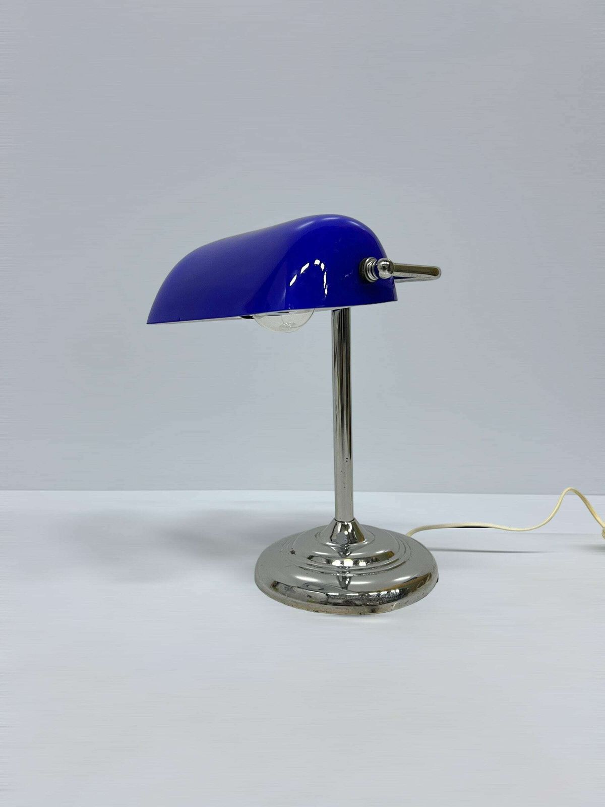 Vintage Ikea Bankers Notary Lamp, Early 2000s Desk Lamp, Blue Glass Design, Classic Home Office Interior Gift, Used Condition