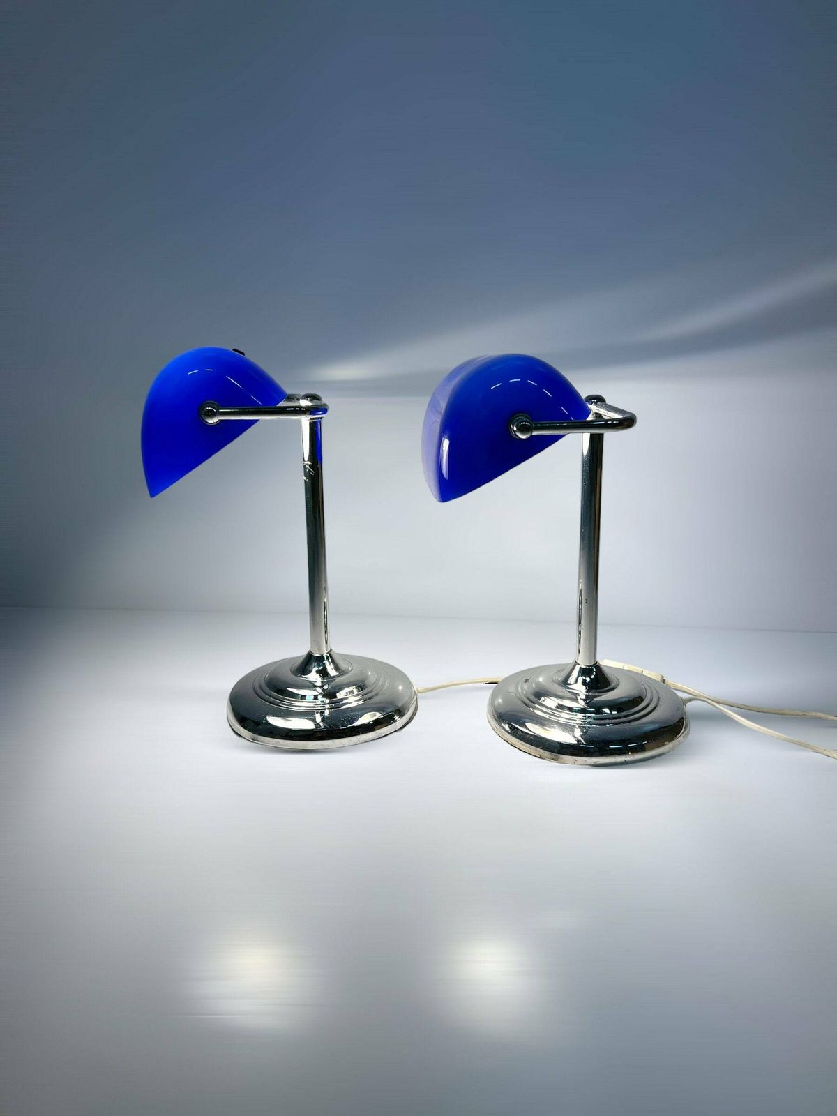 Vintage Ikea Bankers Notary Lamp, Early 2000s Desk Lamp, Blue Glass Design, Classic Home Office Interior Gift, Used Condition photo 214.0