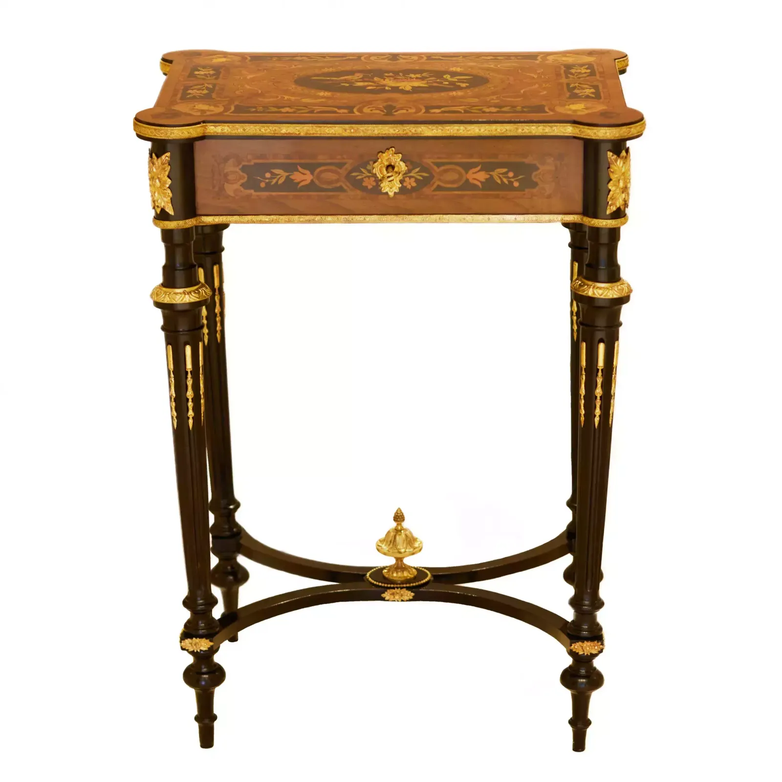 A Lovely Inlaid Wood Dressing Table With Gilded Bronze. France Late 19th Century. photo furniture