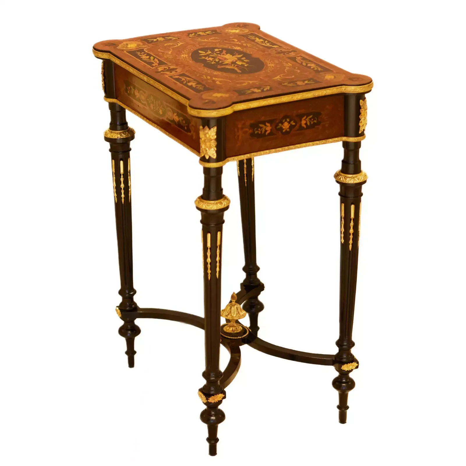 A Lovely Inlaid Wood Dressing Table With Gilded Bronze. France Late 19th Century. photo Furniture