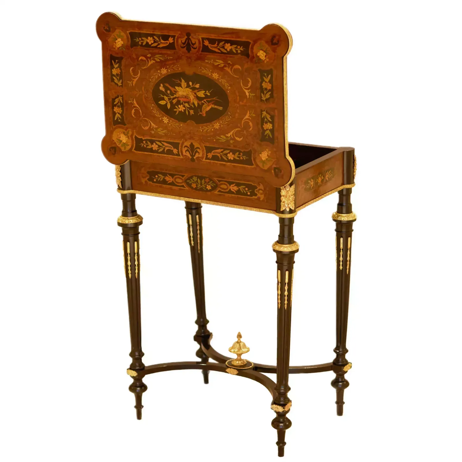 A Lovely Inlaid Wood Dressing Table With Gilded Bronze. France Late 19th Century. photo 1543.0