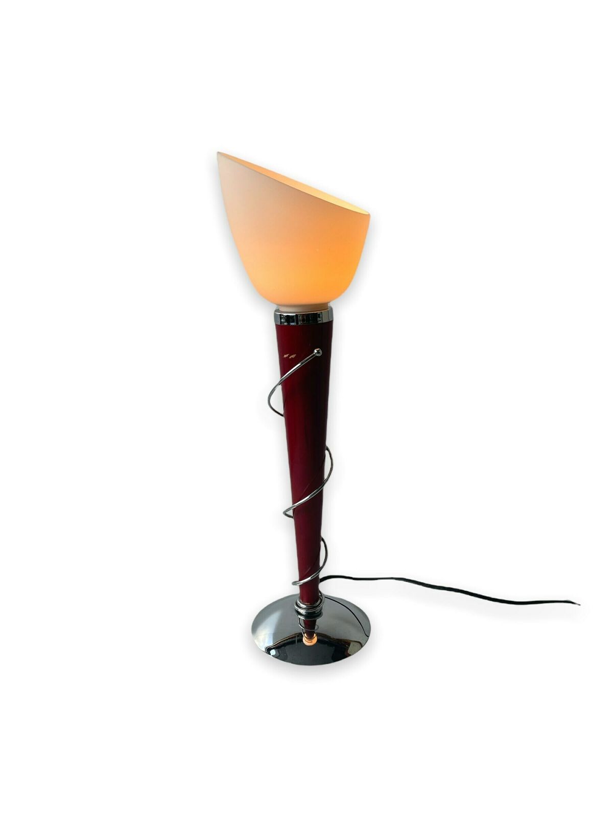 Postmodern Table Lamp, White Glass Shade, Torch Shaped Design, Hema Amsterdam Light, Elegant Art Deco Style photo vintage