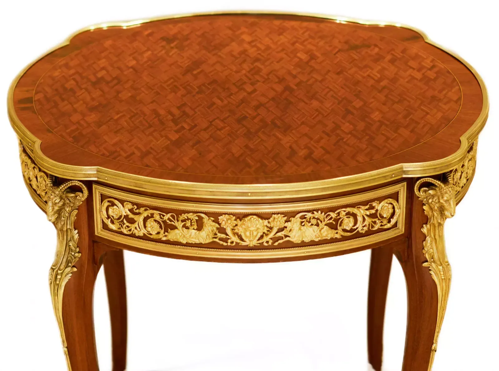 Mahogany Table Decorated With Marquetry In The Style Of Louis XV, Francois Linke. Late 19th Century photo 4893.0