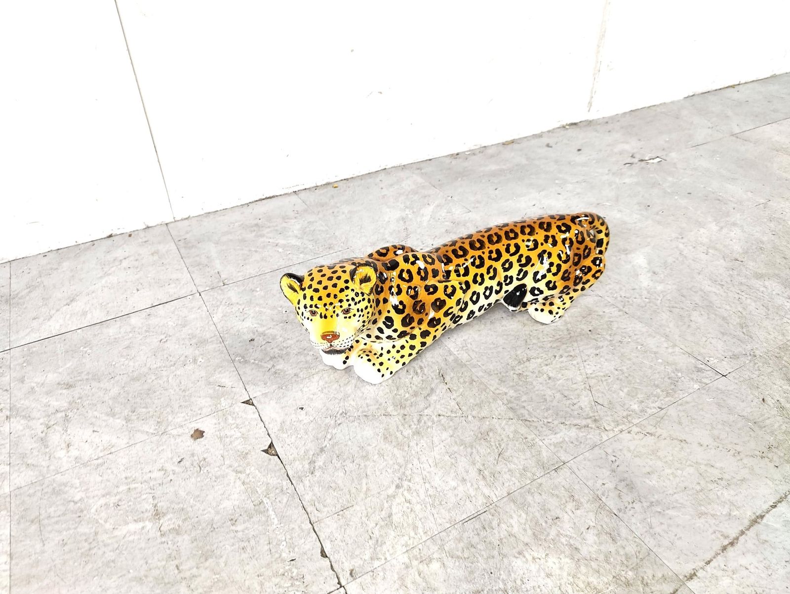 Ceramic Hand Painted Leopard, 1960's Italy photo Home Decor