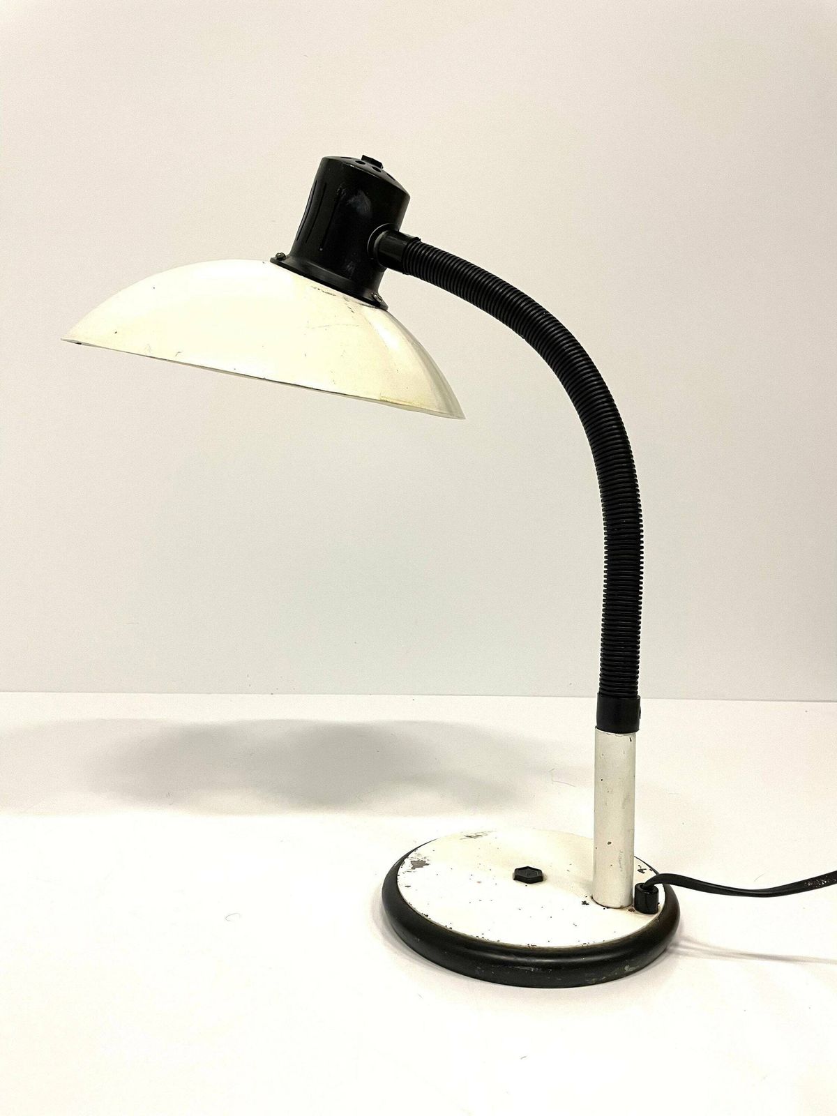 Vintage Desk Lamp, 70s Home Office Desk, Black And White Design, Mid Century Table Lamp photo furniture