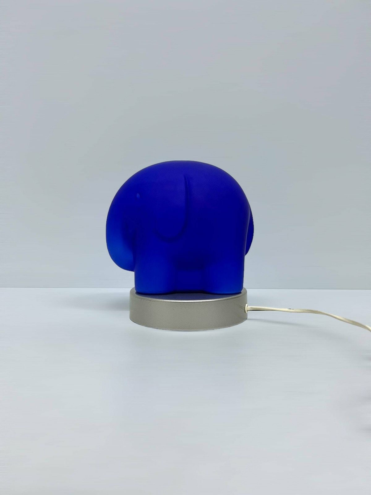 Vintage Glass Table Lamp, Blue Elephant Shaped, James & Poki Co, Bedroom Nightstand Lamp, Retro Gift Ideas photo furniture