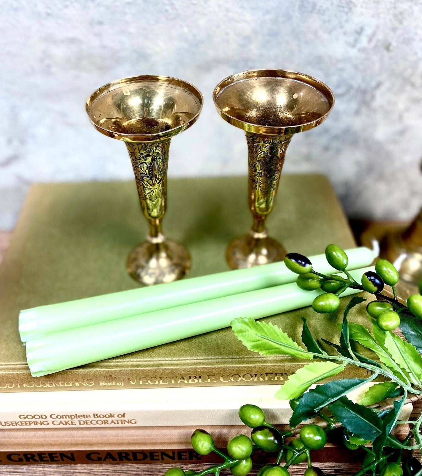 Pair Of Vintage Brass Candleholder, Vase . Tableware. Wedding Gift. Made In India photo buy