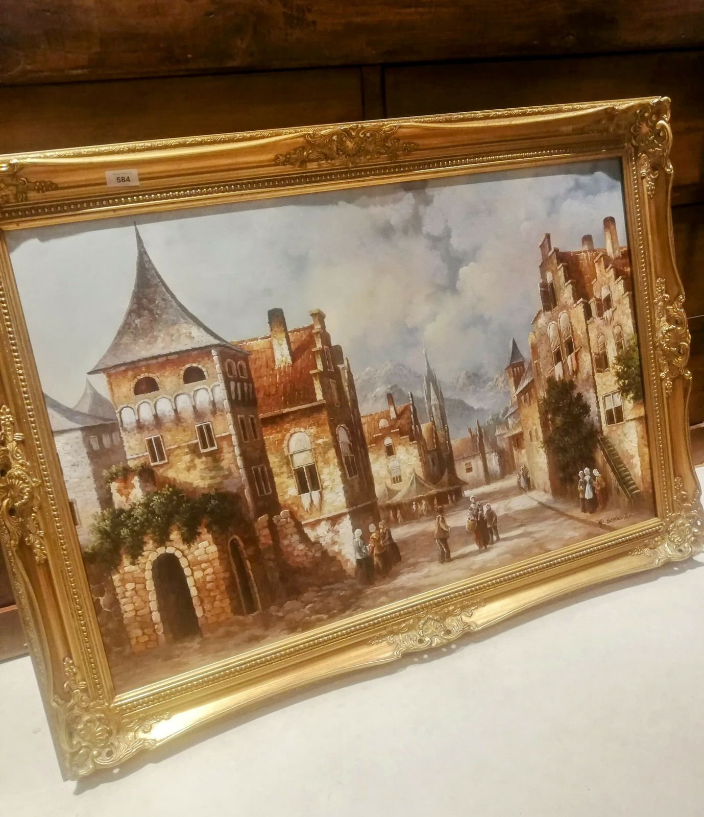 G. Schroter   Oil Painting On Canvas Dutch Village   Reproduction