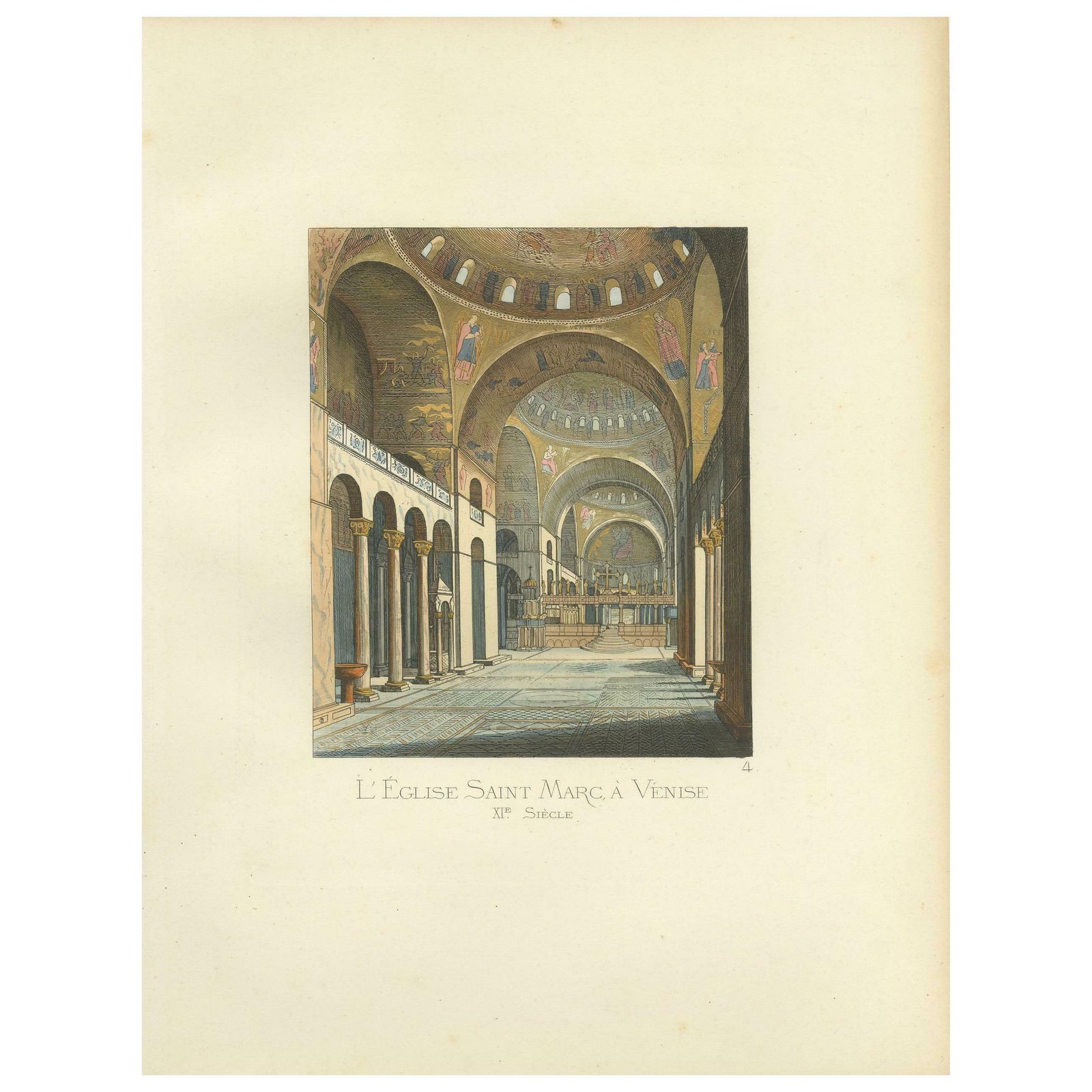 Antique Print Of St. Mark’s Basilica In Venice By Bonnard '1860'