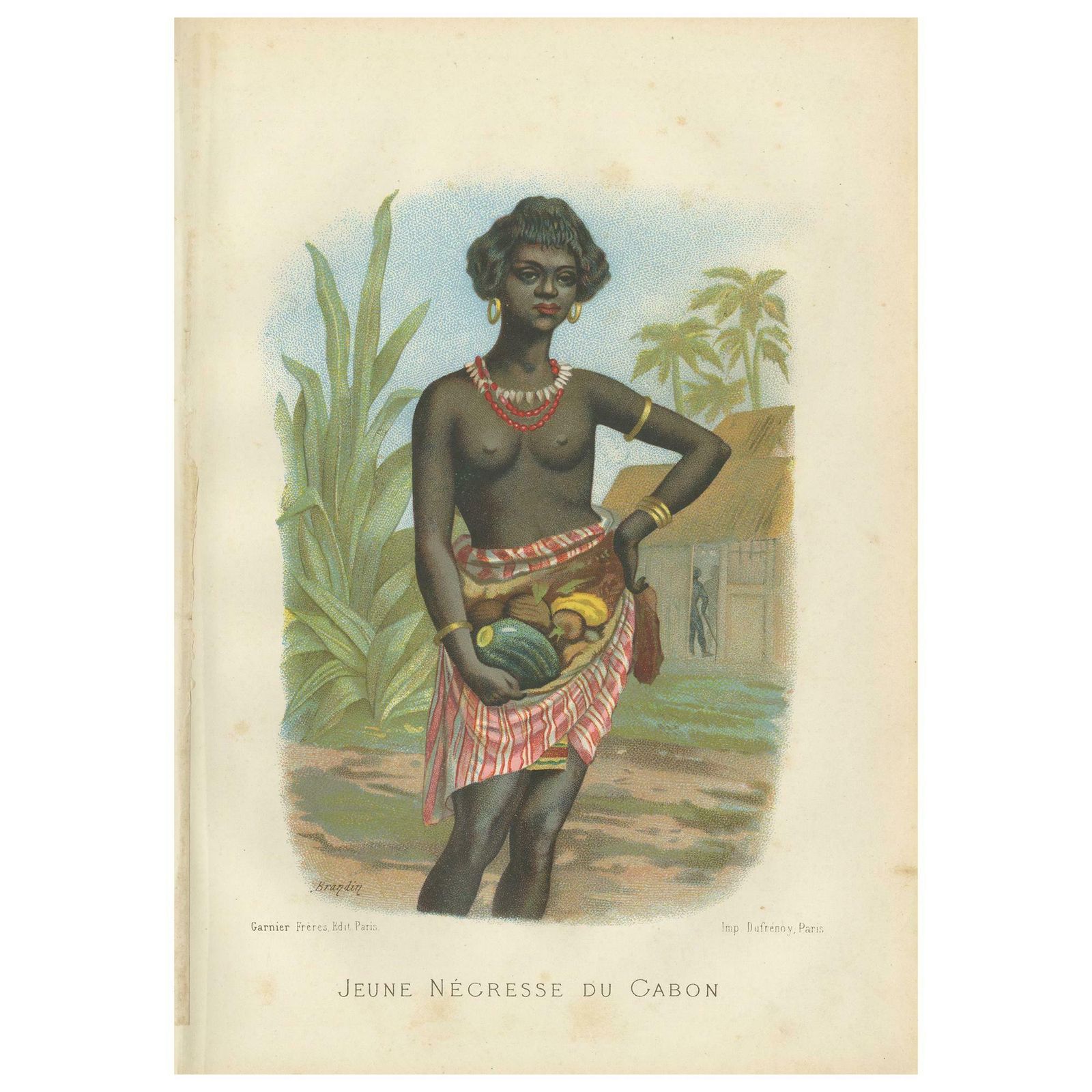 Antique Print Of A Woman Of Gabon By Grégoire, 1883