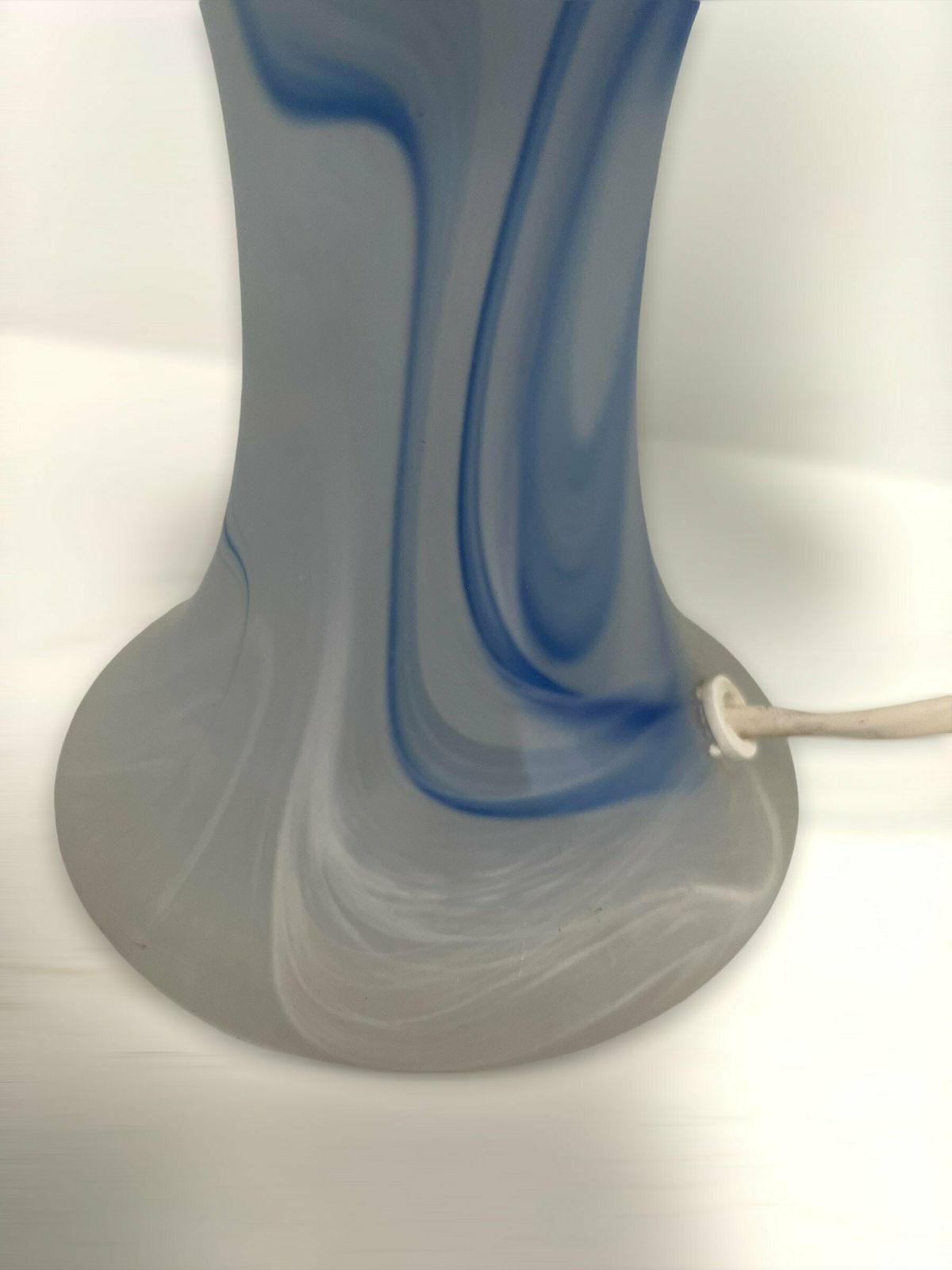 Beautiful Glass Crystal Table Lamp Glass, Germany 1980s Lamp, White Blue Shades Glass photo Lighting