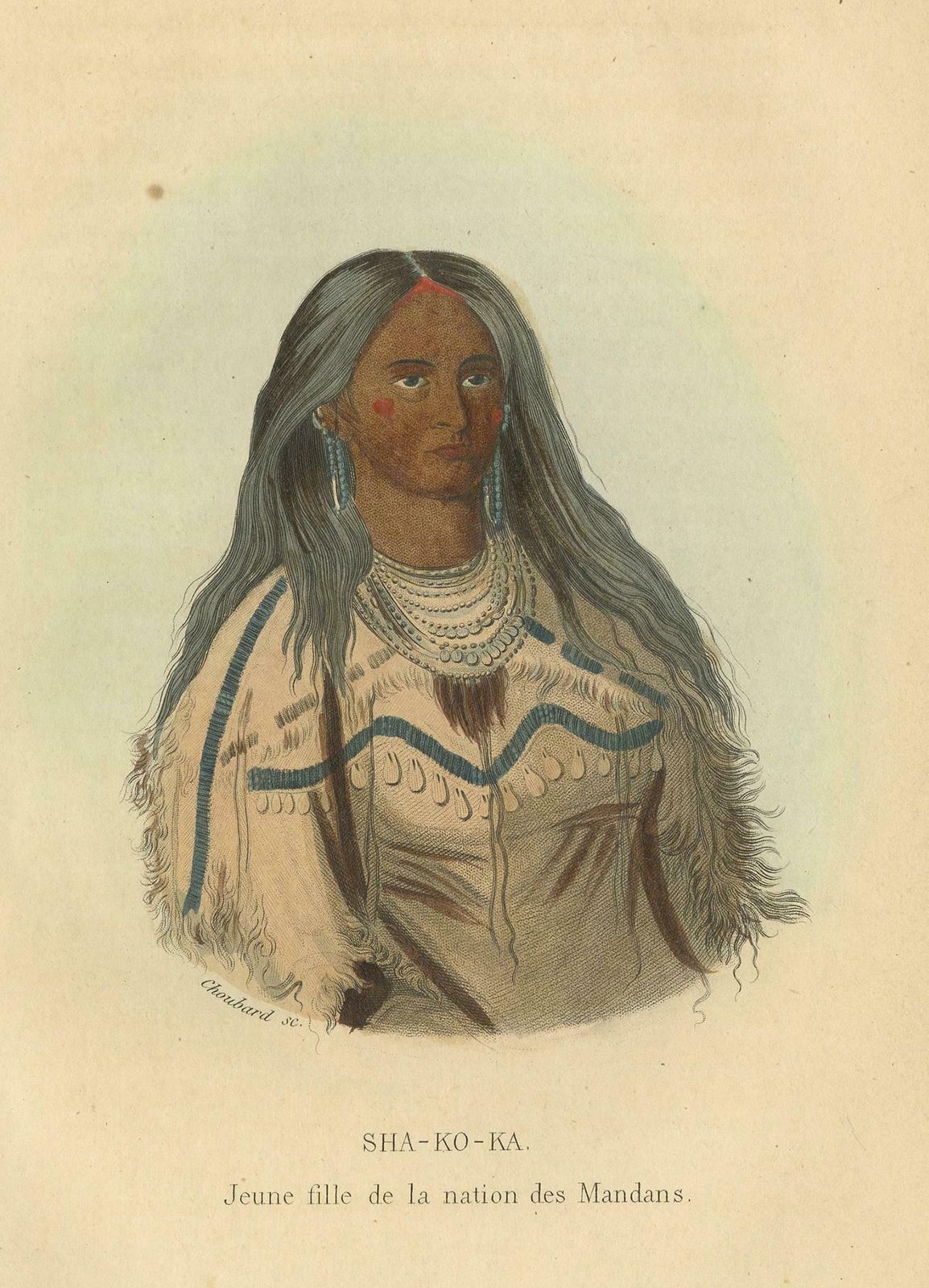 Antique Print Of A Young Girl Of The Mandan Tribe '2' By Prichard, 1843 photo Art