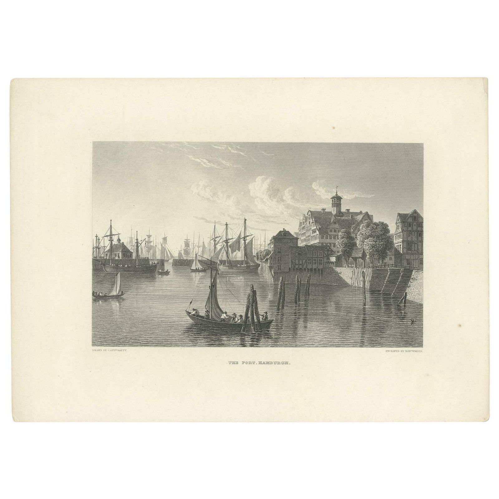 Antique Print Of The Port Of Hamburg By Wallis, 'C.1880'