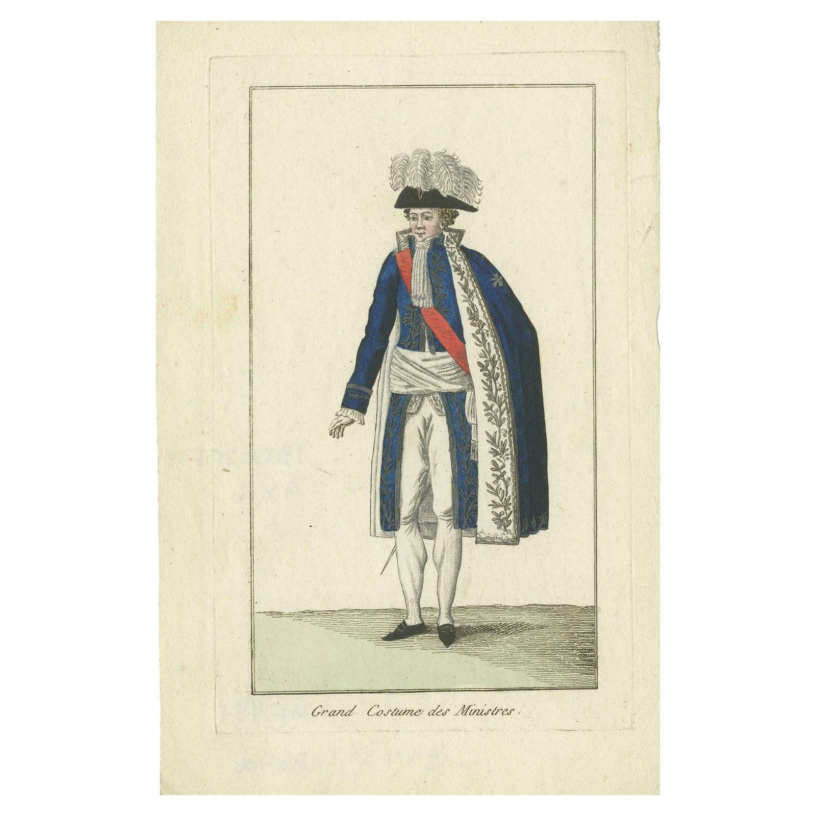 Antique Costume Print Of A French Minister, Circa 1810