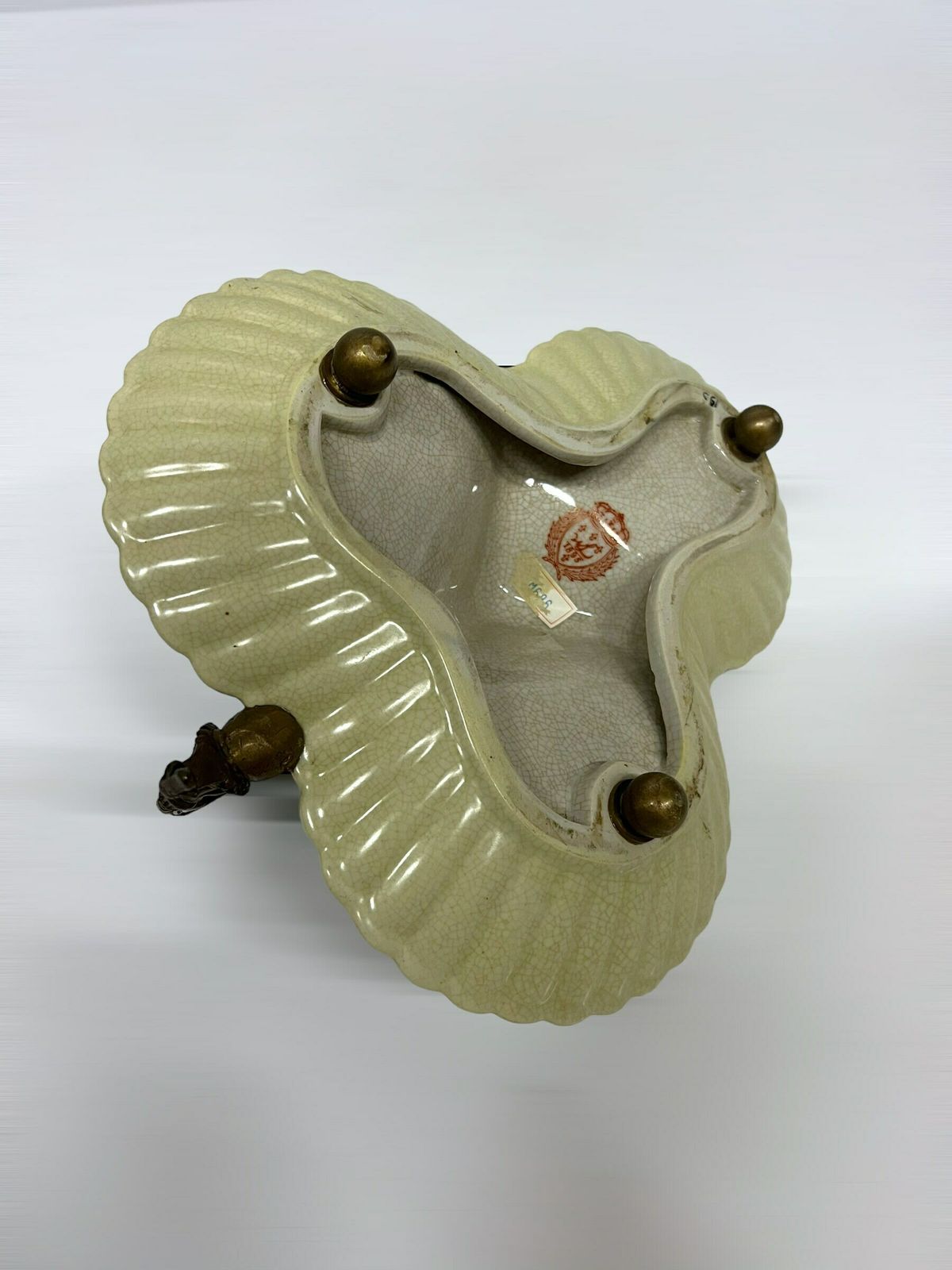 Vintage Wong Lee Tray, Chinese Porcelain Basket, Copper Dragon Handle, Candy Chocolate Tray, Rare Mid Century Find photo for sale