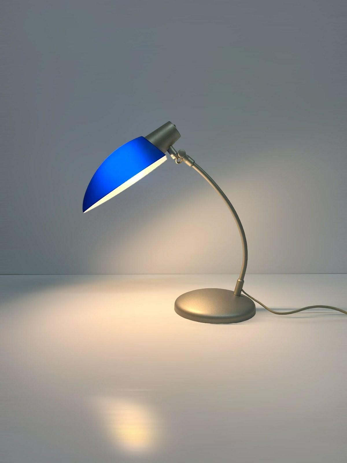 Massive Belgium Desk Lamp, Vintage Postmodern Table Lamp, Space Age Style, Grey And Blue photo furniture