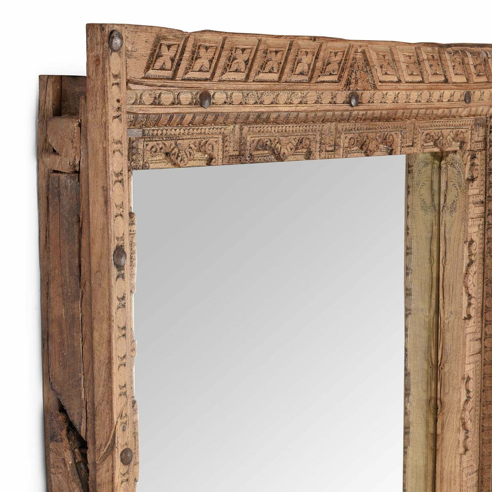Carved Teak Door Mirror From Nagaur   19th Century photo 798.0