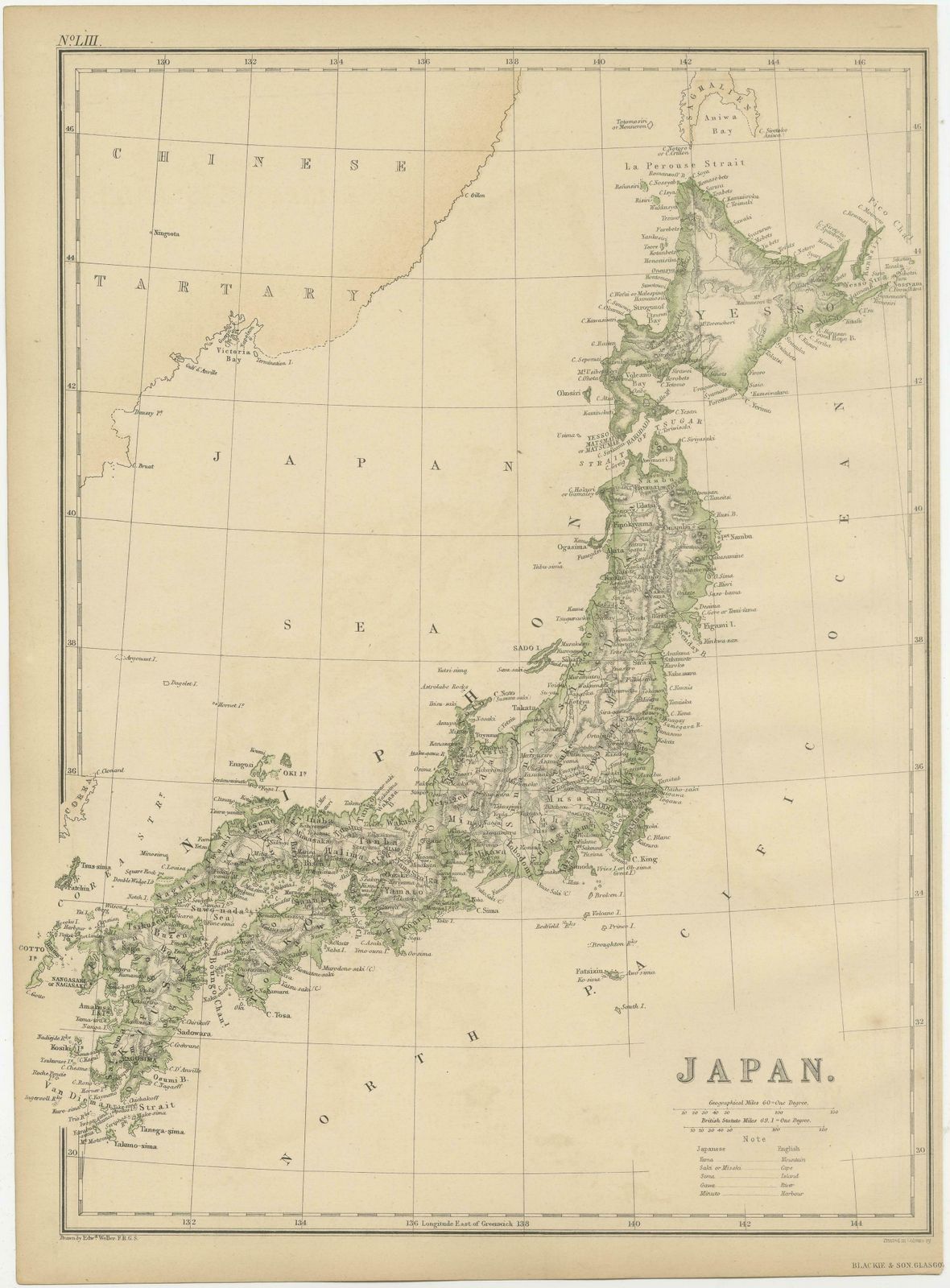 Antique Map Of Japan By W. G. Blackie, 1859 photo furniture