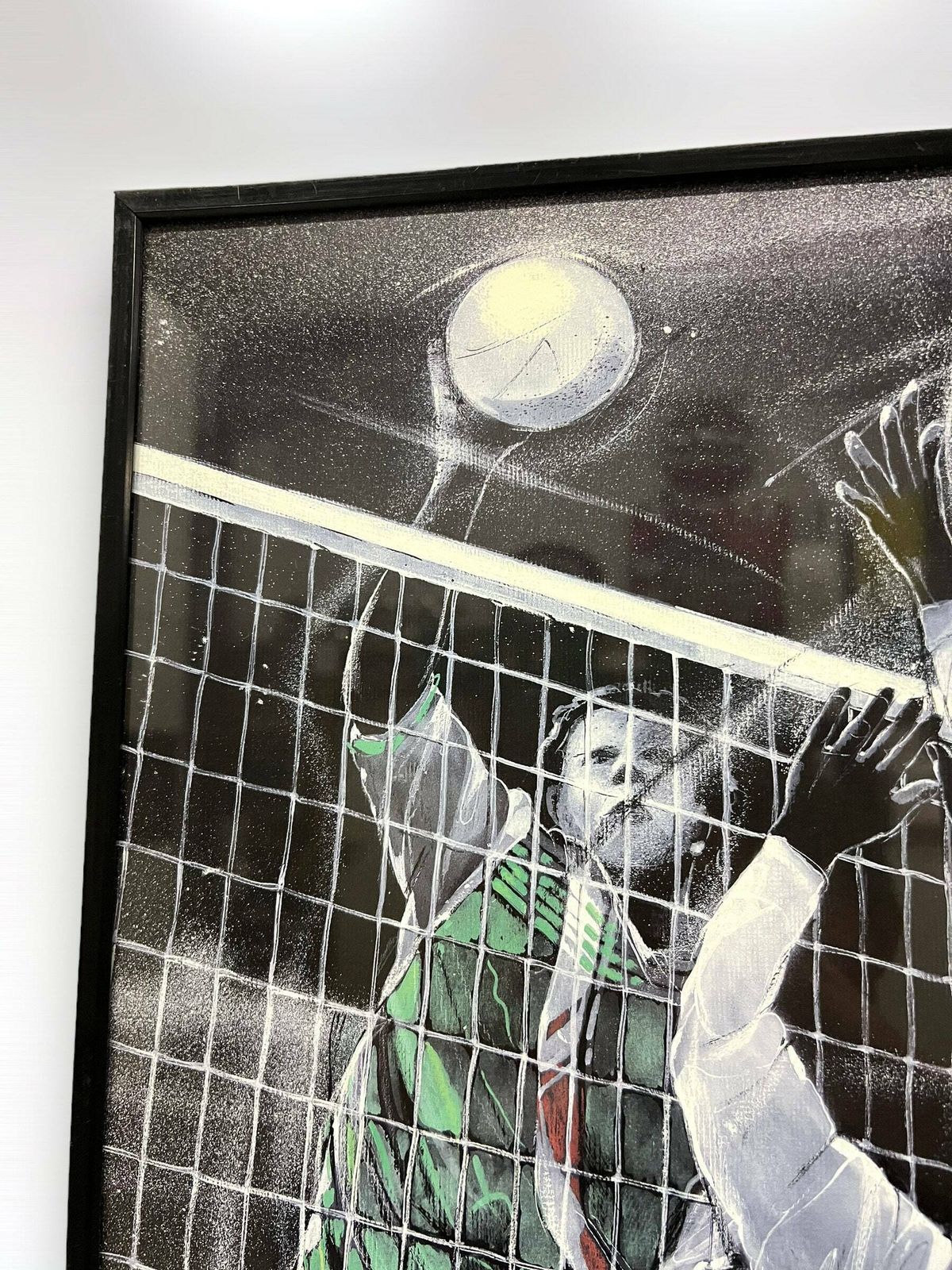1980s Wall Art Retrowave, Volleyball Match, Postmodern Wall Art, Noir Interior Design, H. Wiersma 1989 photo 75.0
