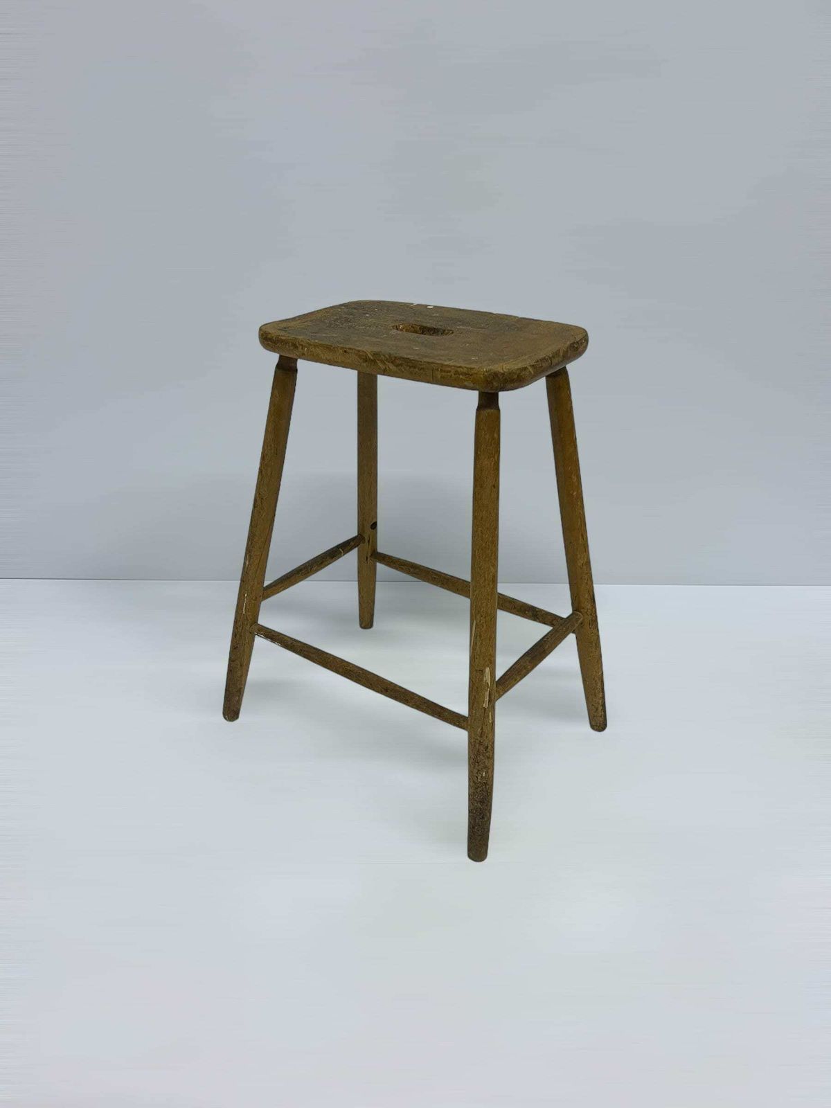Vintage Workshop Stool, Industrial Old Craft Stool, Wooden Design, Old French Wooden Chair, Antique Plant Table