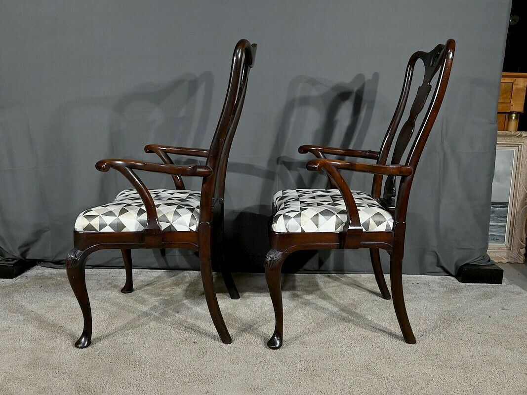 Pair Of Chippendale Mahogany Armchairs, England   Early 20th Century photo Furniture