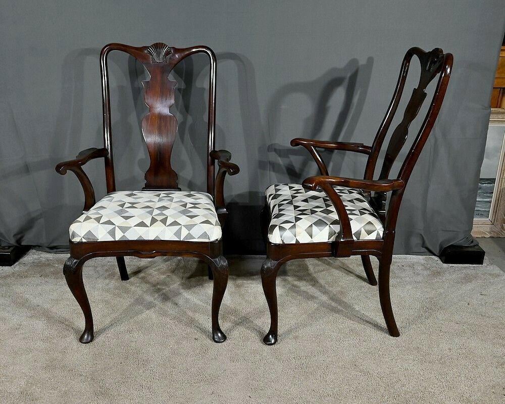 Pair Of Chippendale Mahogany Armchairs, England   Early 20th Century photo vinterior