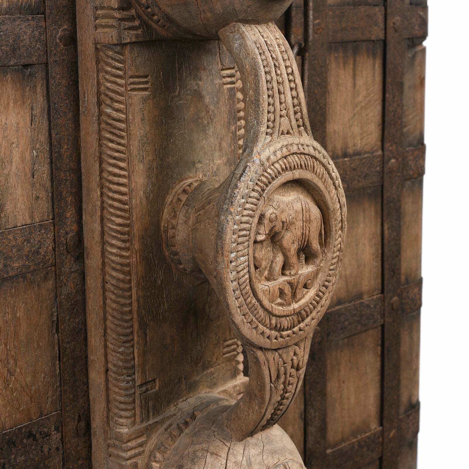 Antique Indian Carved Yali Door, 19th Century photo buy