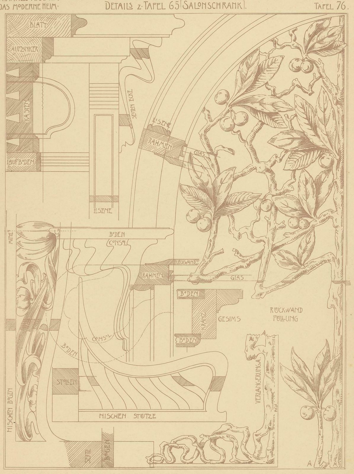 Pl 76 Antique Print Of Furniture Details By Kramer, 'Circa 1910' photo Art