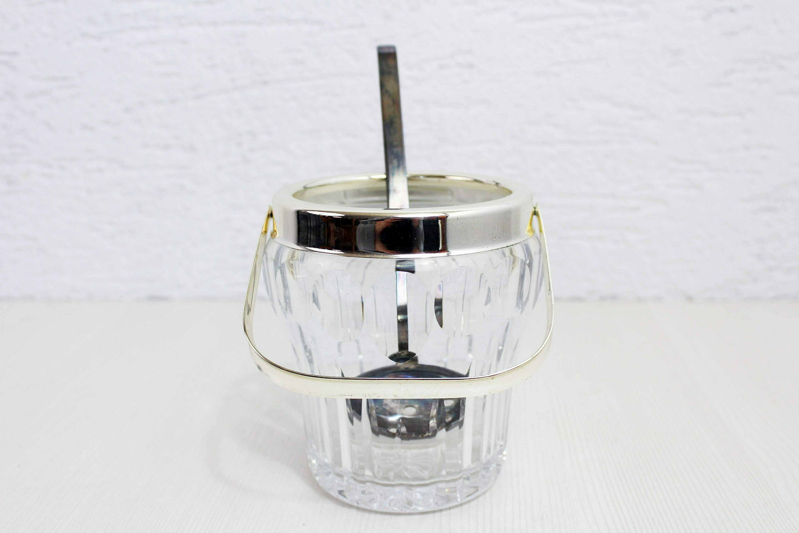 Ice Bucket In Crystal And Silver Metal With Its Spoon, France 1970 photo furniture