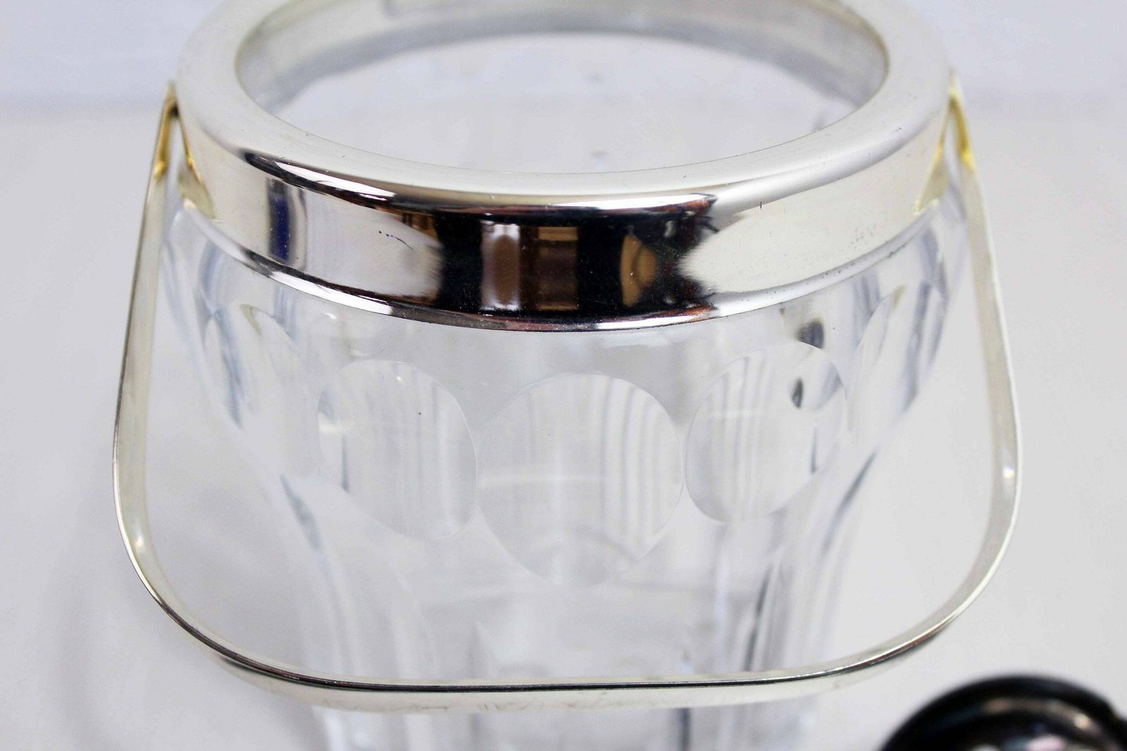 Ice Bucket In Crystal And Silver Metal With Its Spoon, France 1970 photo Home Decor