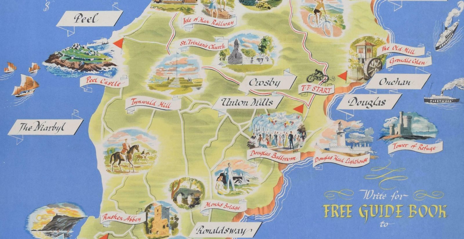 Gordon Davey Isle Of Man Original Vintage Poster By Gordon Davey 1955 photo Art