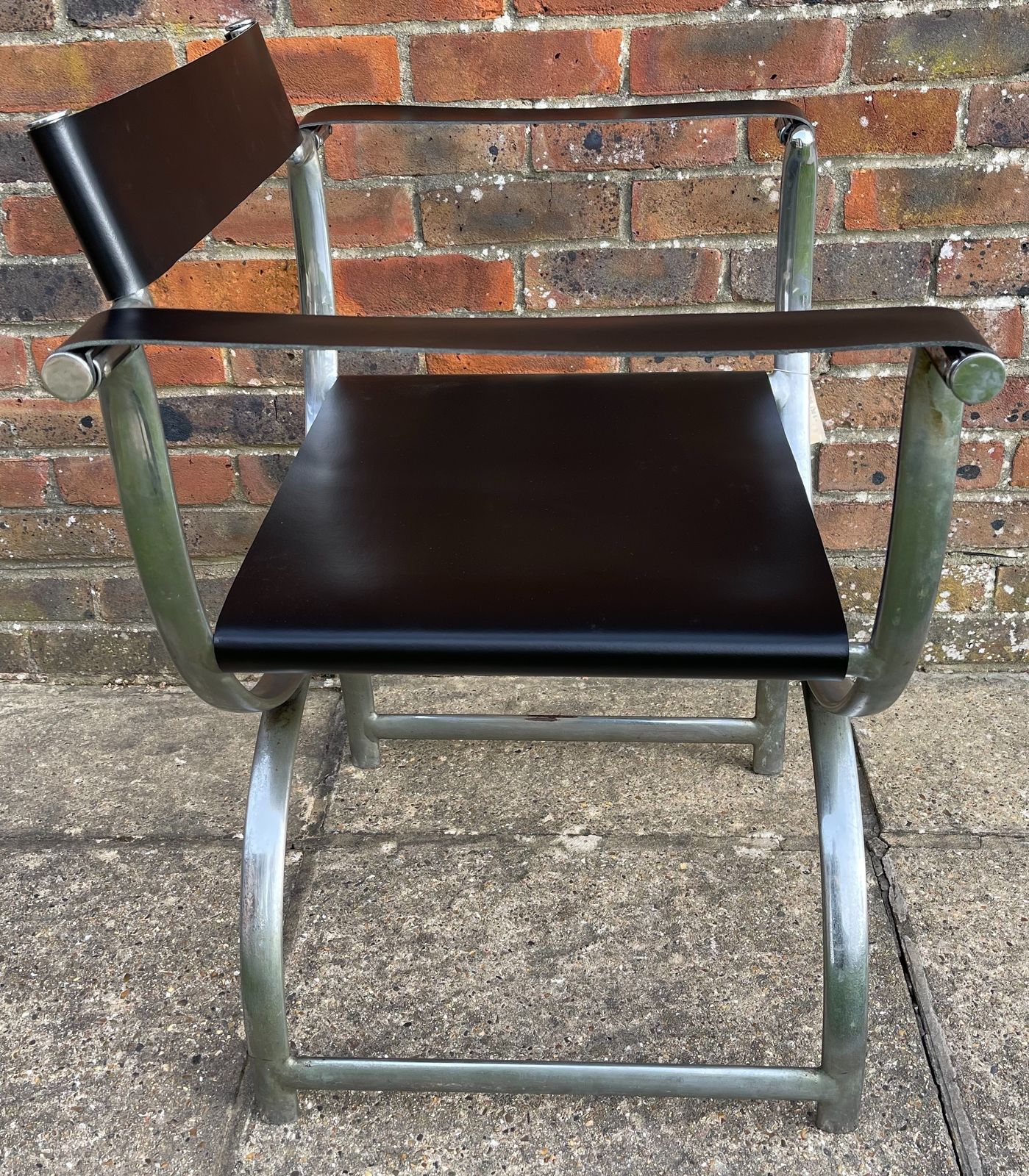 Ambrose Heal, A Rare Pair Of Original Heal's 1930s Chromium Plated Tubular Steel And Leather Roman Curule Chairs photo 4995.0
