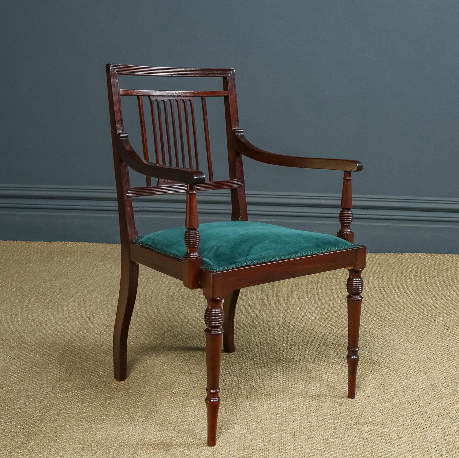 English Edwardian Regency Style Mahogany Occasional / Dining / Office / Armchair / Carver Chair (Circa 1910) photo for sale