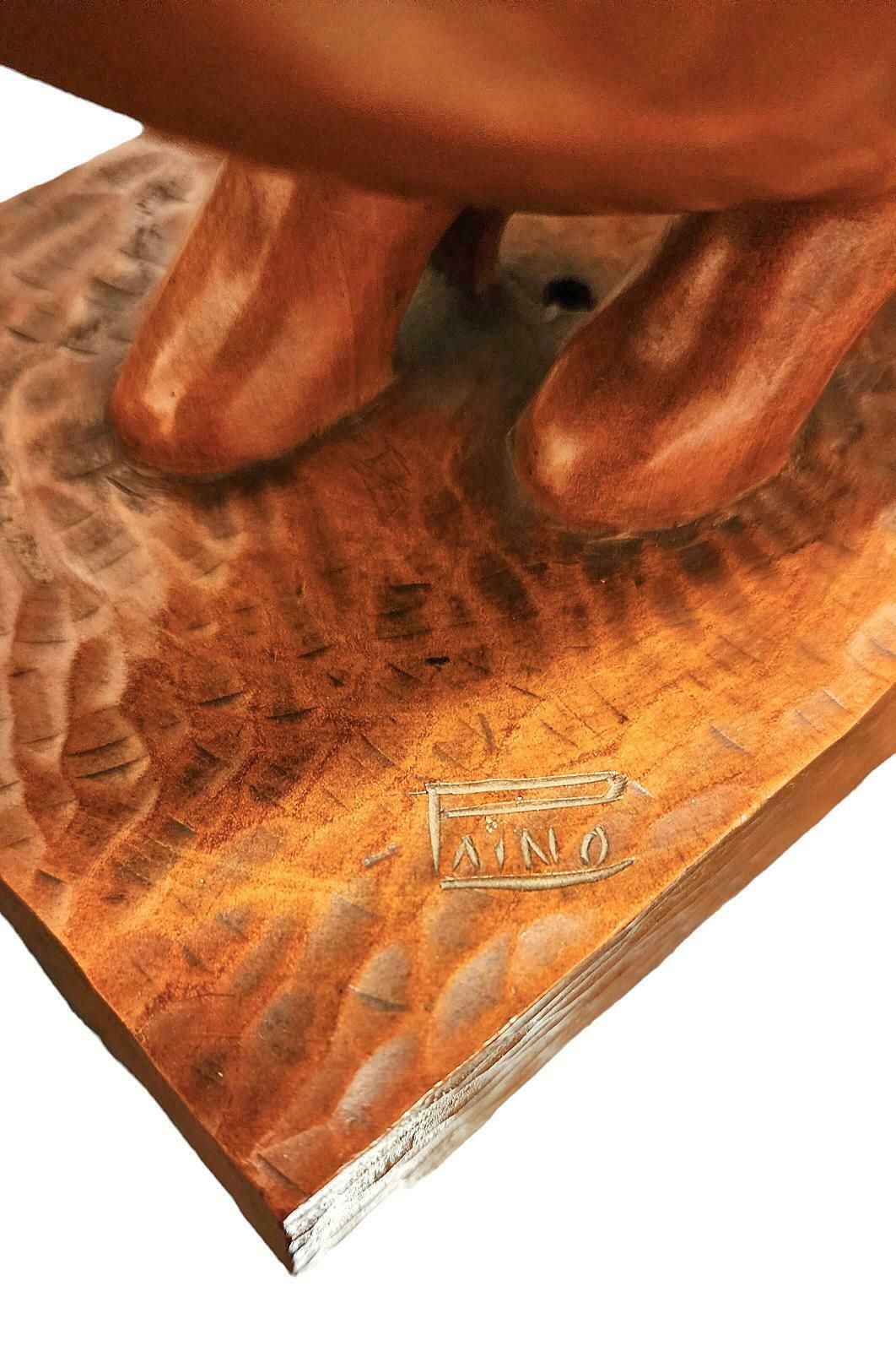 Mid 20th Century Varnished Wood Sculpture Of Crouched Lady By Spanish Author Godofredo Paino photo vinterior