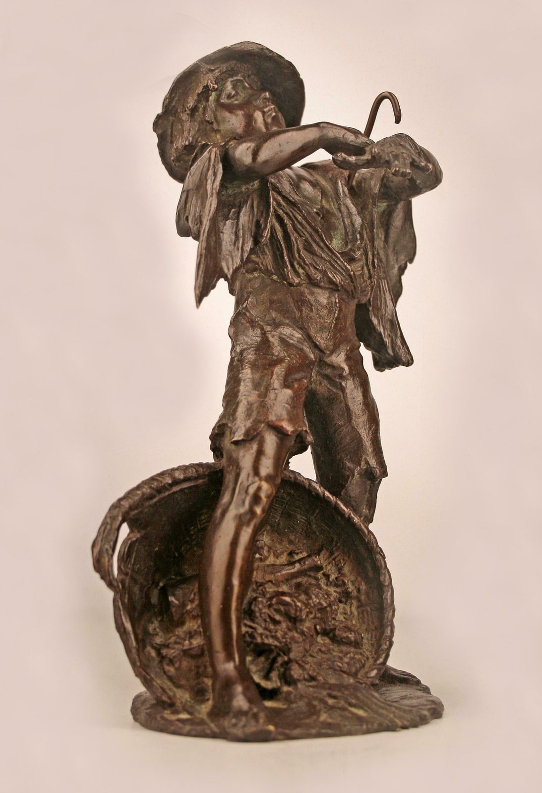 Late 19th Century French Patinated Bronze Sculpture Of A Peasant/Shepherd Boy photo furniture