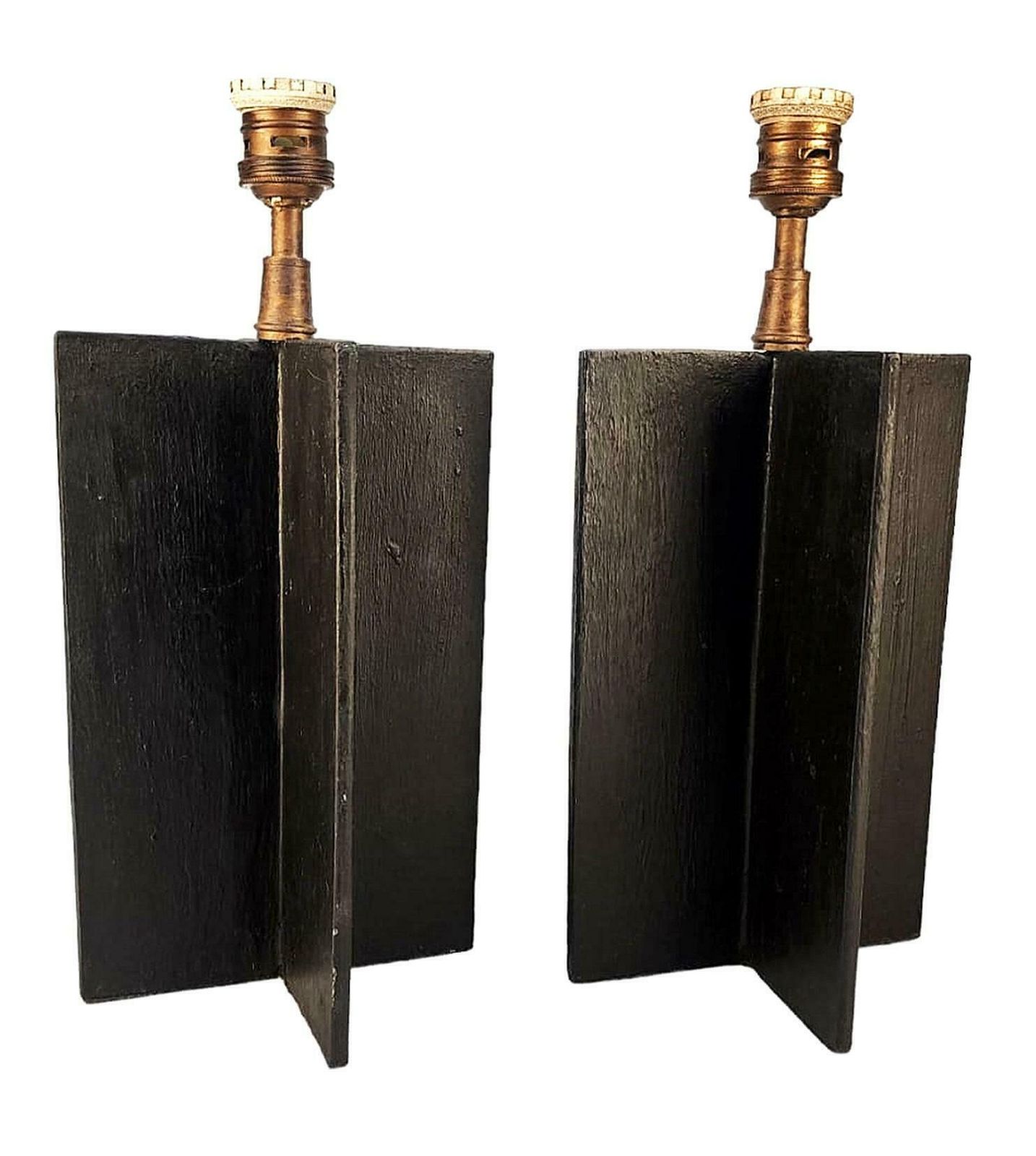 Pair Of Jean Michel Frank Design Iron 'Croisillon' Design Table Lamps By Argentine Company Comte photo for sale