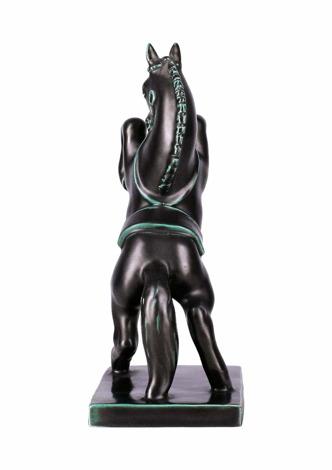 Mid 20th Century Modern Italian Glazed Black Ceramic Rearing Horse Sculpture By Ugo Zaccagnini & Figli photo 1400.0