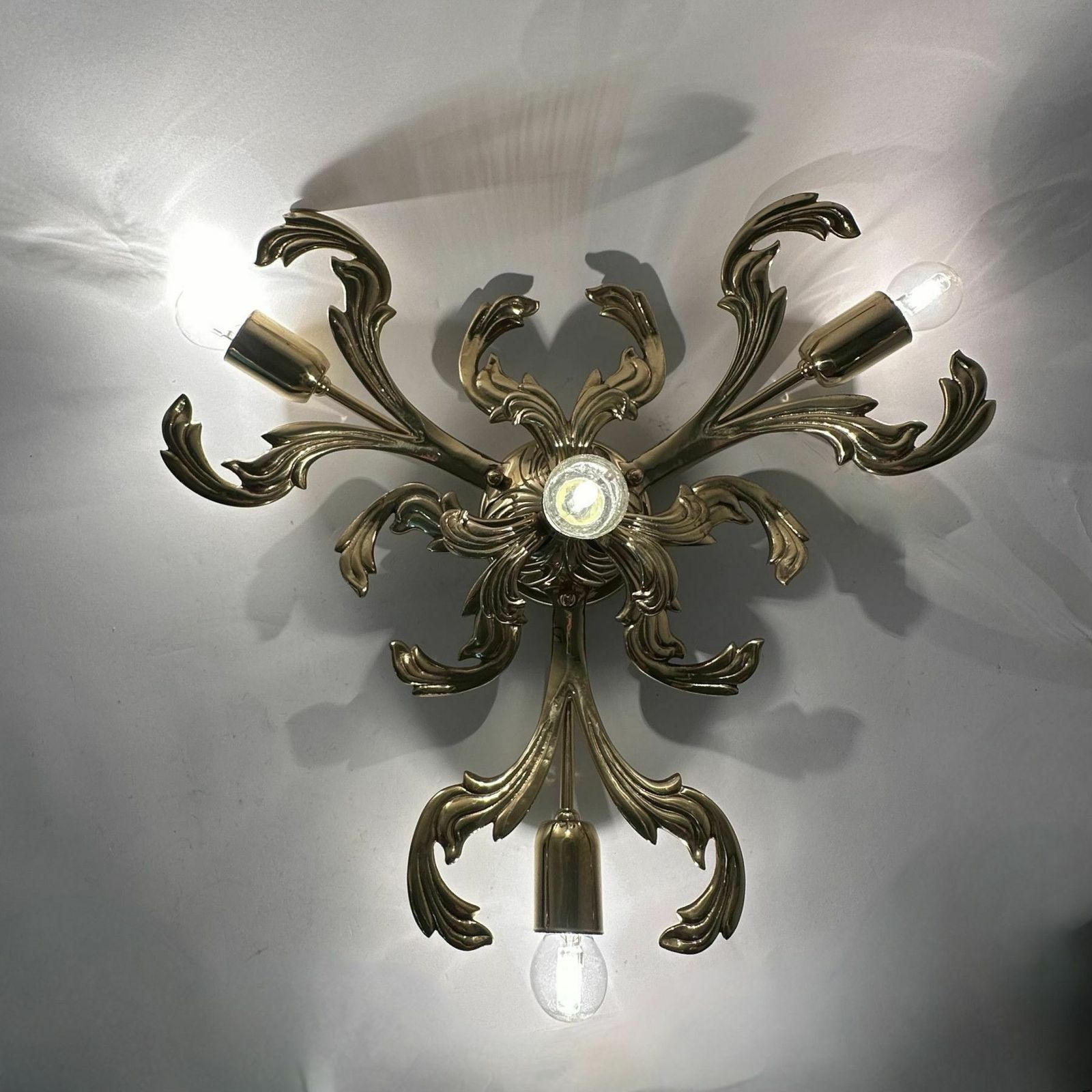 Messing Wand  / Plafondlamp Van C. S. Arte Italy, Jaren 1970 photo furniture