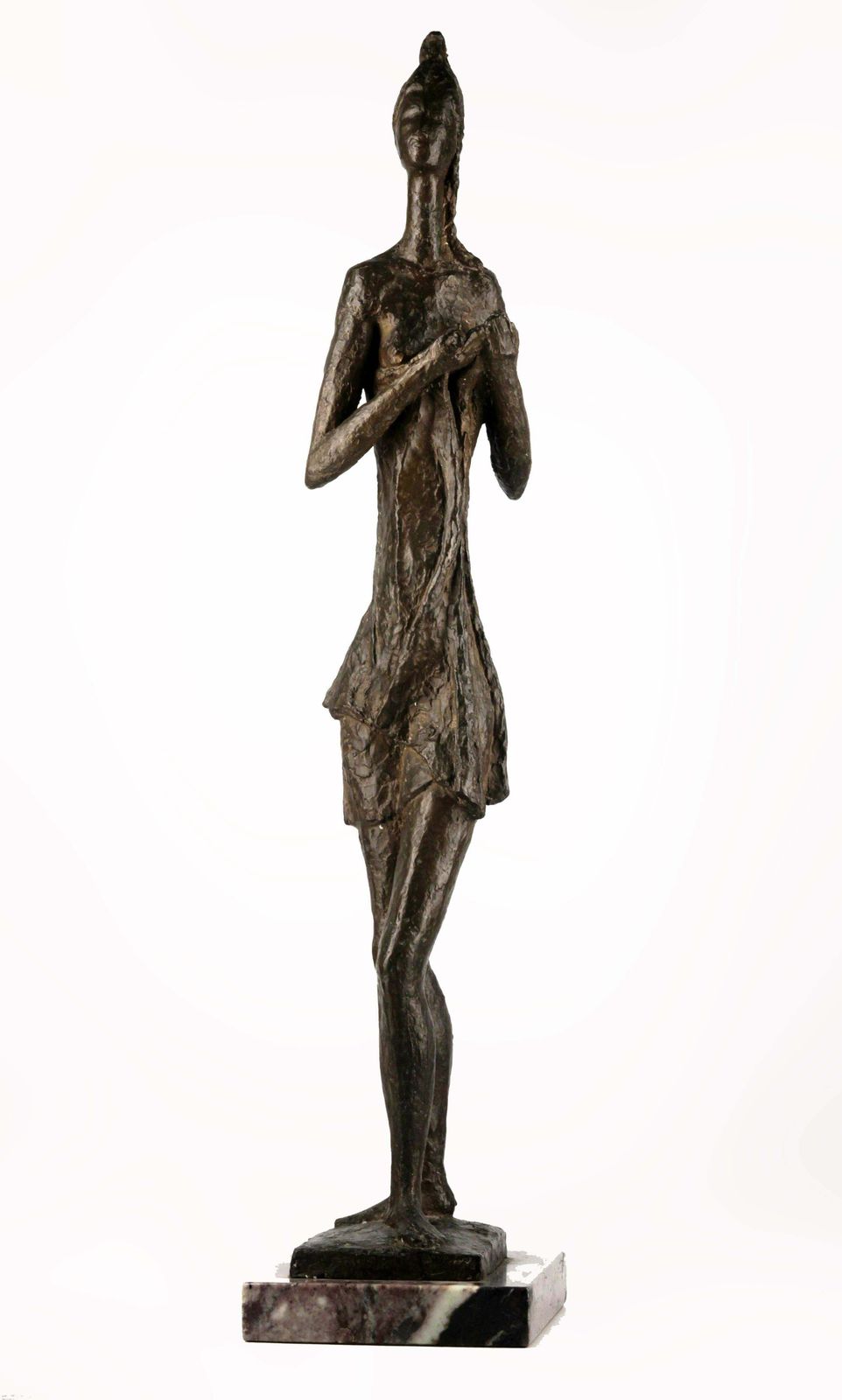 Early 20th Century Expressionist Patinated Bronze Woman Sculpture With Marble Base Signed By Italian Sculptor A. Monti photo furniture