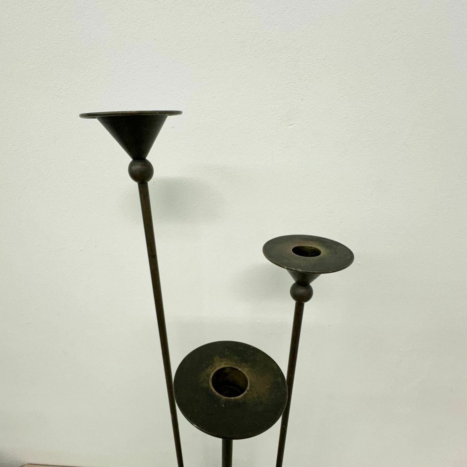 Set Van 3 Bronzen Memphis Stijl Kandelaars, Jaren 1980 photo buy