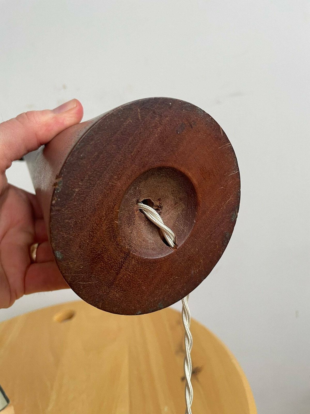 photo for sale Tall Danish Teak Side Lamp In A Cone Shape 1960s 70s Mid Century