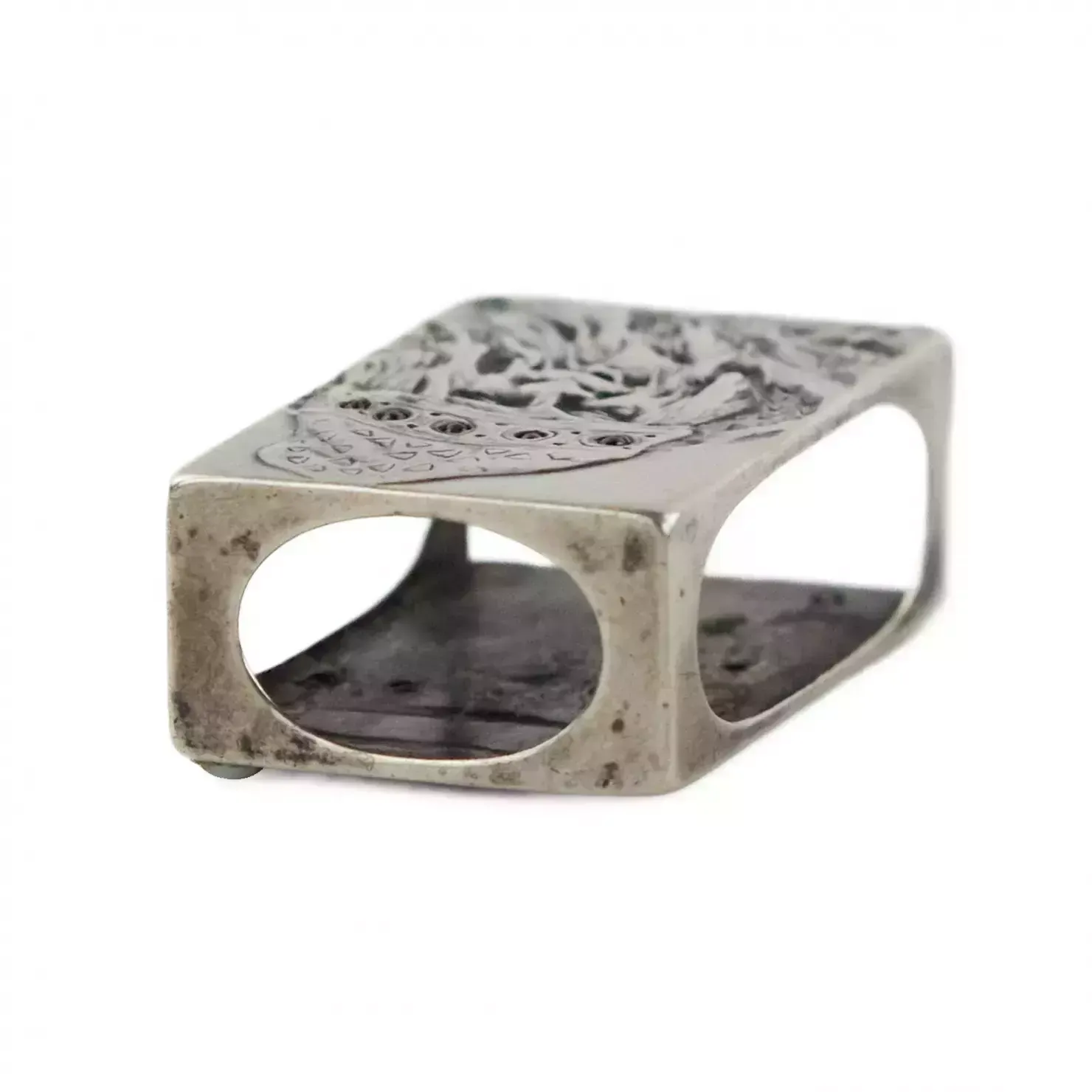Silver Match Holder, Made In The Russian Art Nouveau Style, With The Image Of A Goblin. photo vinterior