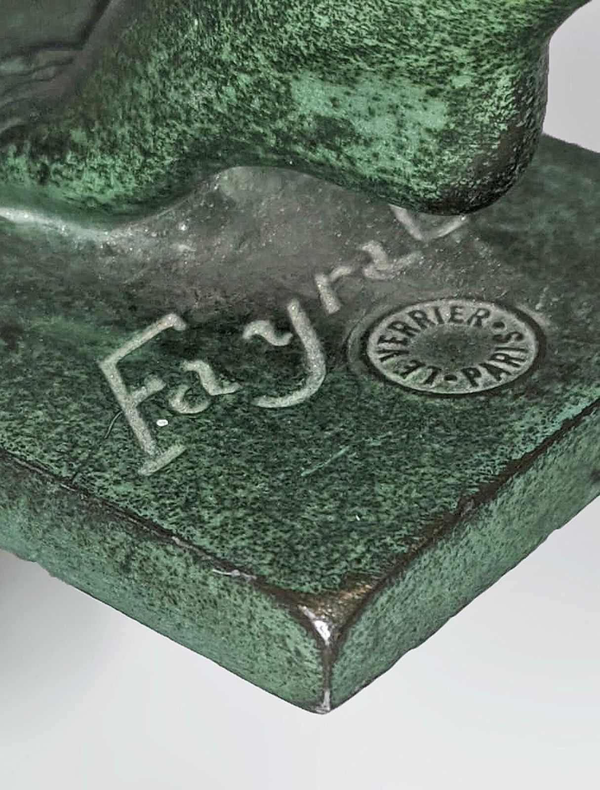 photo vintage 'Olimpia': Art Déco French Spelter Sculpture With Stone Base By Pierre Le Faguays (Fayral) For Max Le Verrier