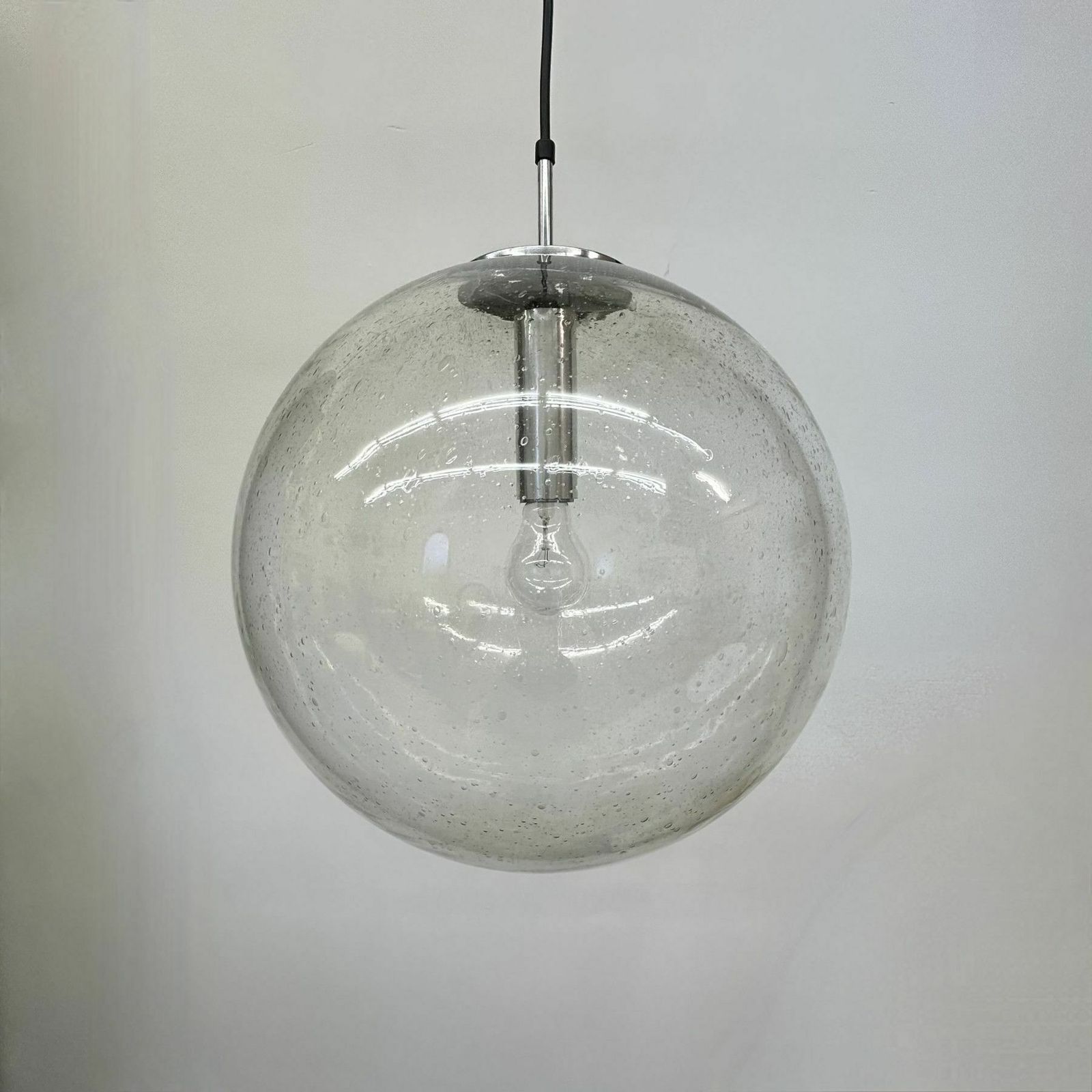 Large Limburg Glashütte Hanging Lamp Globe 1970s Germany