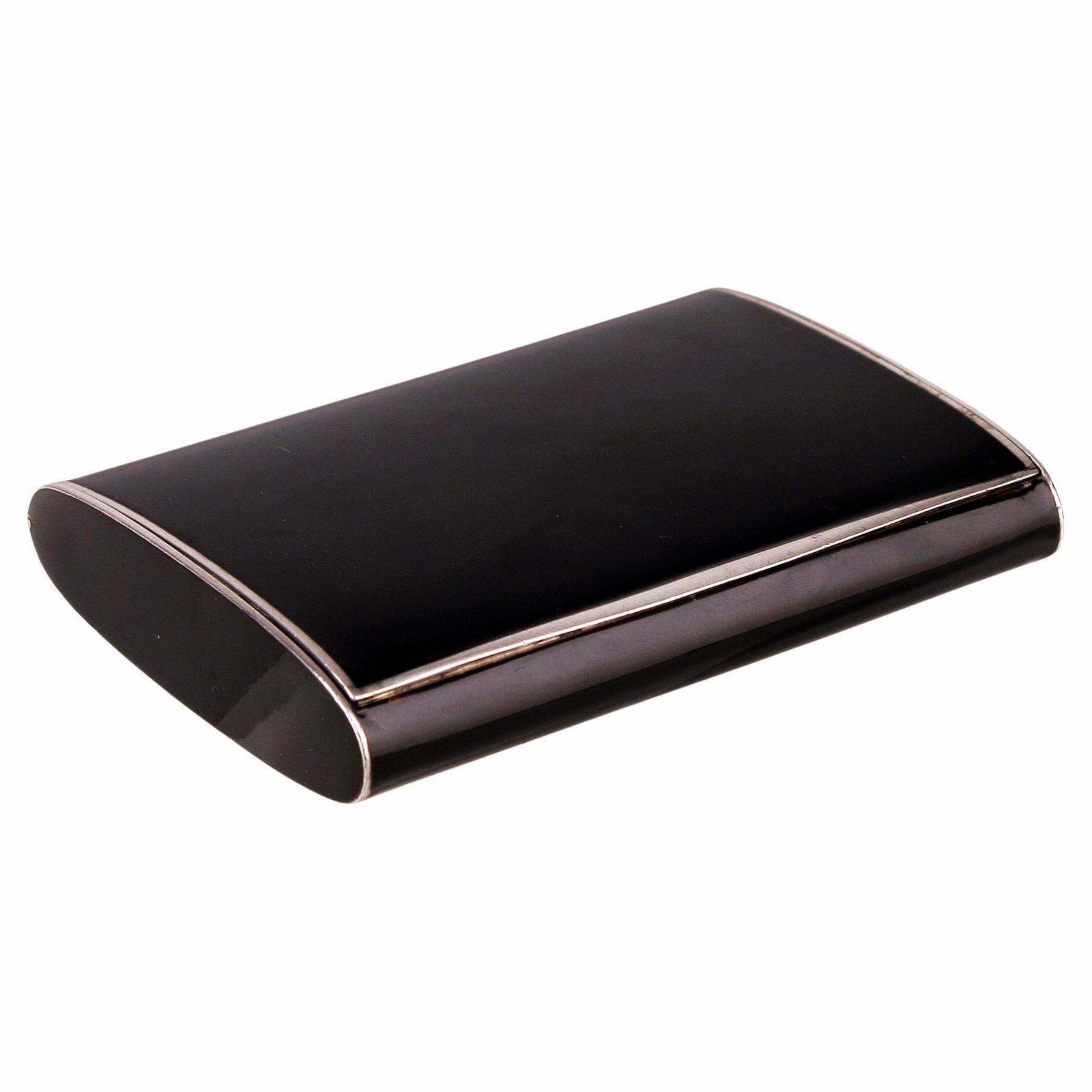 Early 20th Century Art Déco French Polished Black Lacquer And Silver Plated Cigarrette Box/Case