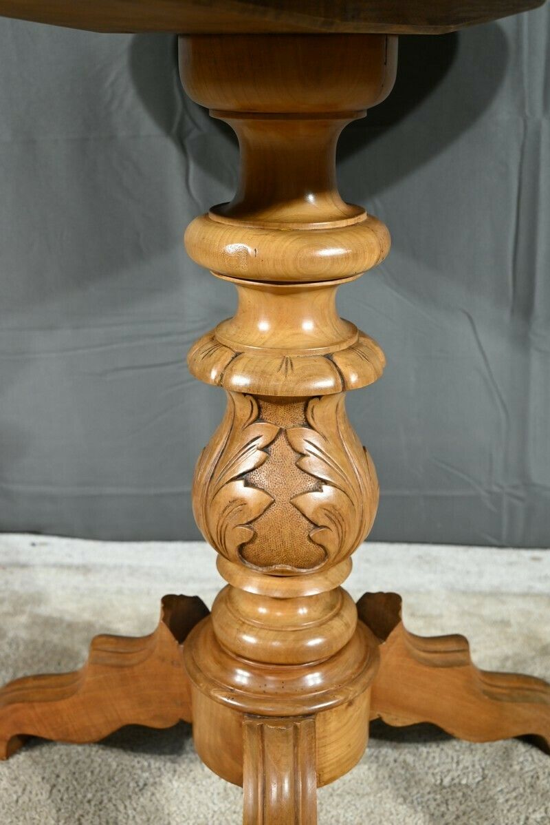 Cherry Wood Pedestal Table, Louis Philippe Period – 2nd Part 19th Century photo vinterior