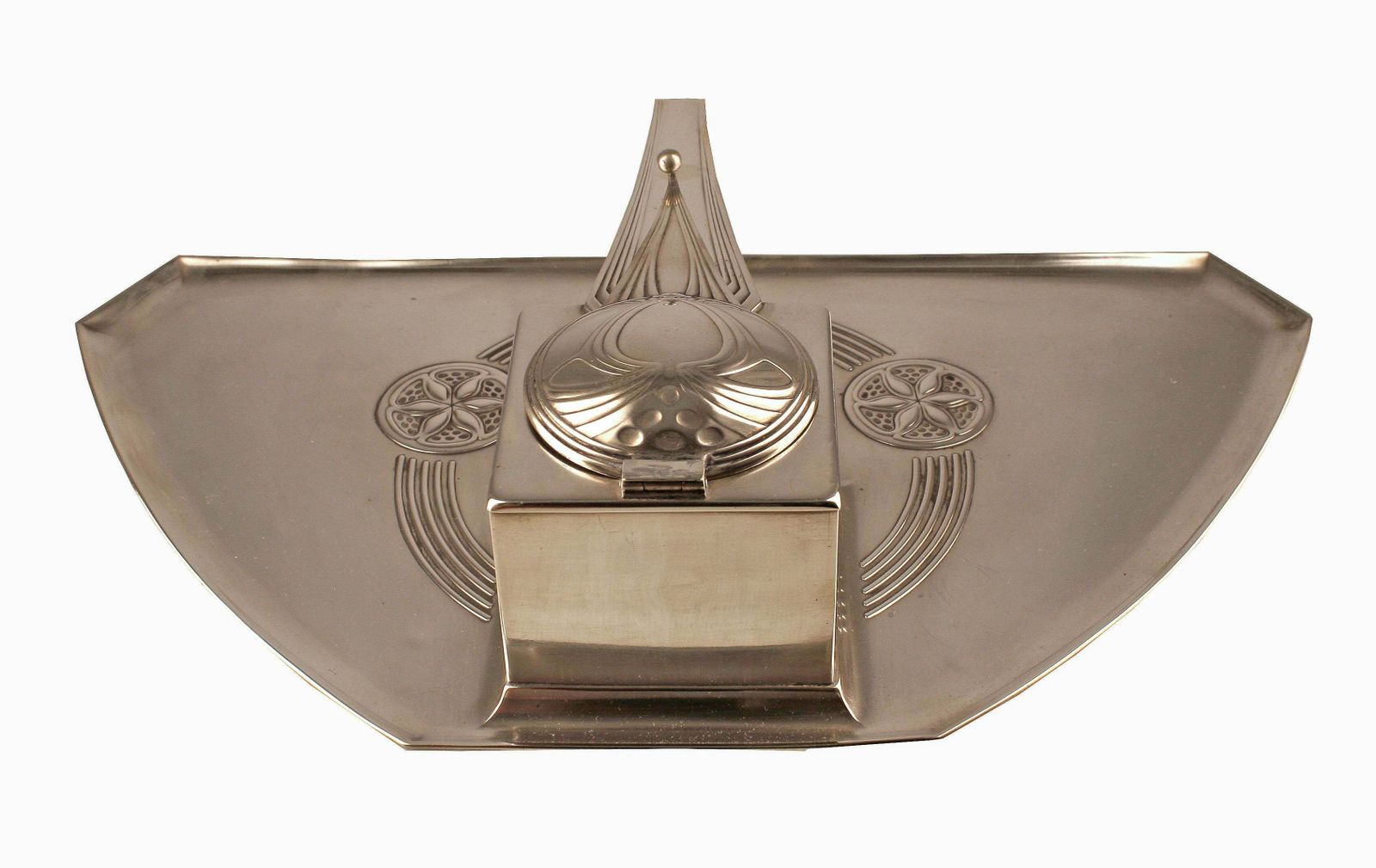 Art Déco German Silvered/Plated Metal Pen Tray And Inkwell Decorative Stand By Württembergische Metallwarenfabrik (Wmf) photo Home Decor