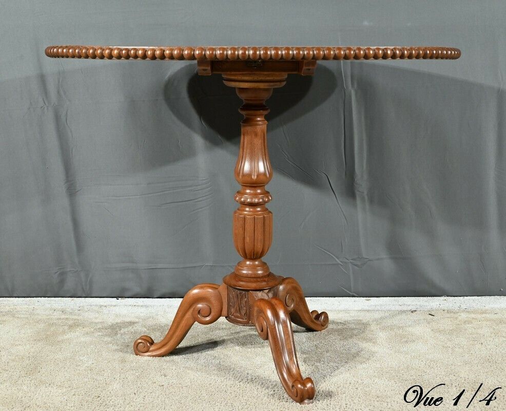 Oval Pedestal Table With Mahogany System, Louis Philippe Period – 1st Part 19th Century photo vintage